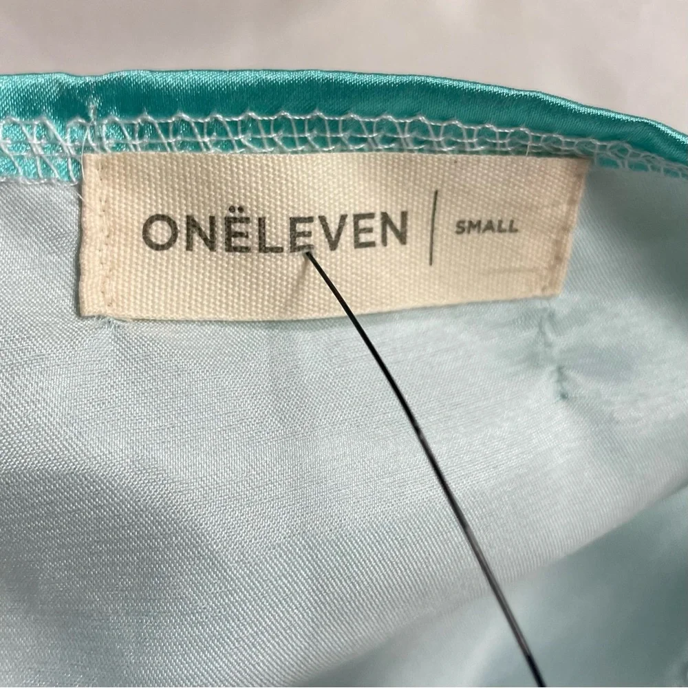 Onëleven NWT Water Color Wrap Mini Dress in Cream/Turquoise/Orange Size Small